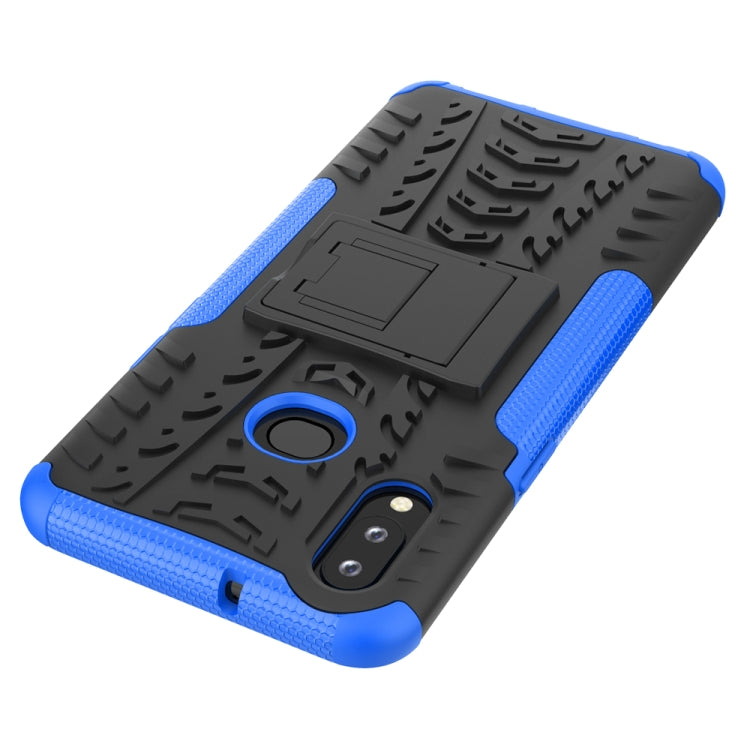 For Galaxy A10s Tire Texture Shockproof TPU+PC Protective Case with Holder