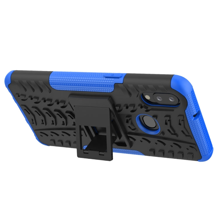 For Galaxy A10s Tire Texture Shockproof TPU+PC Protective Case with Holder