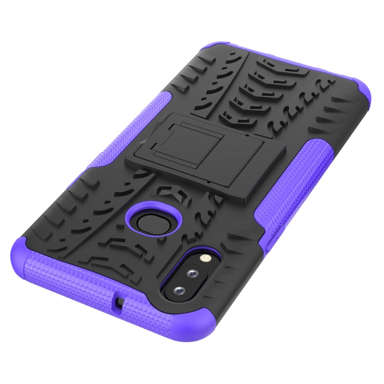 For Galaxy A10s Tire Texture Shockproof TPU+PC Protective Case with Holder