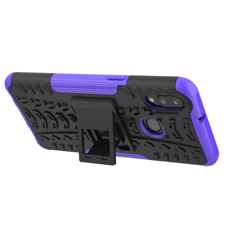 For Galaxy A10s Tire Texture Shockproof TPU+PC Protective Case with Holder