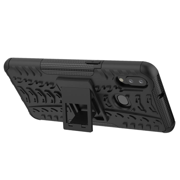 For Galaxy A10s Tire Texture Shockproof TPU+PC Protective Case with Holder