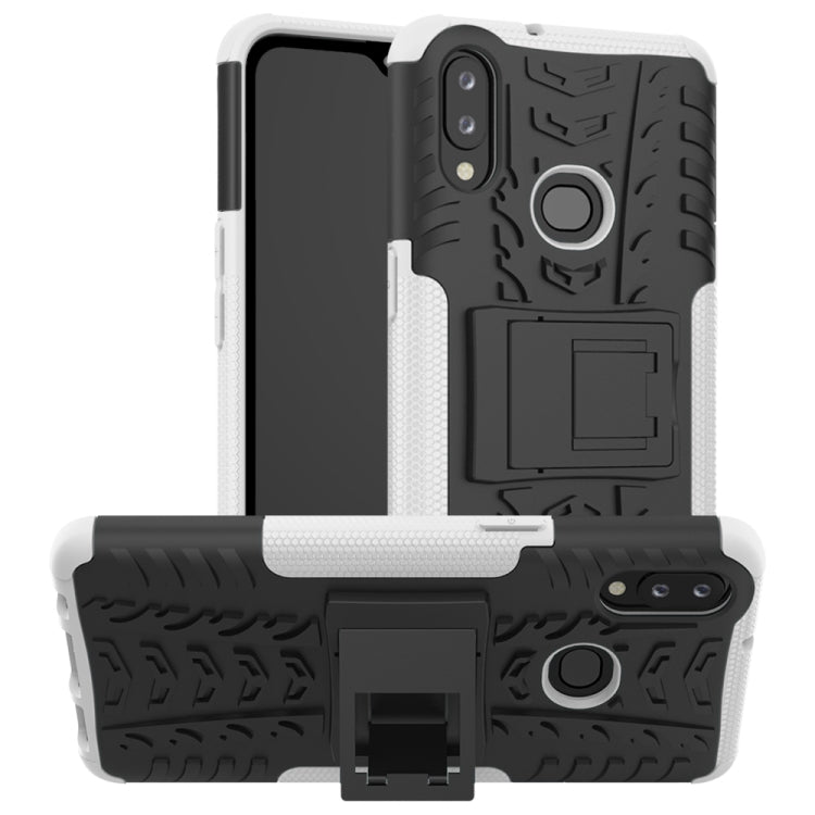 For Galaxy A10s Tire Texture Shockproof TPU+PC Protective Case with Holder