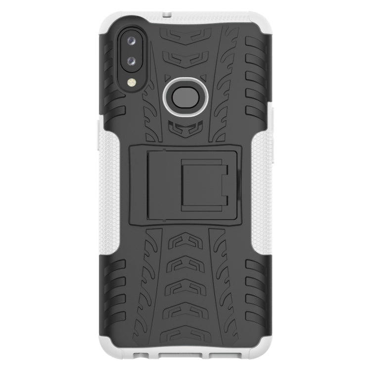 For Galaxy A10s Tire Texture Shockproof TPU+PC Protective Case with Holder