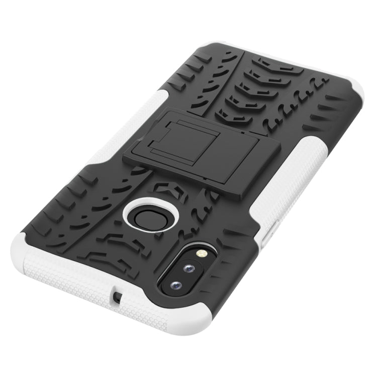 For Galaxy A10s Tire Texture Shockproof TPU+PC Protective Case with Holder