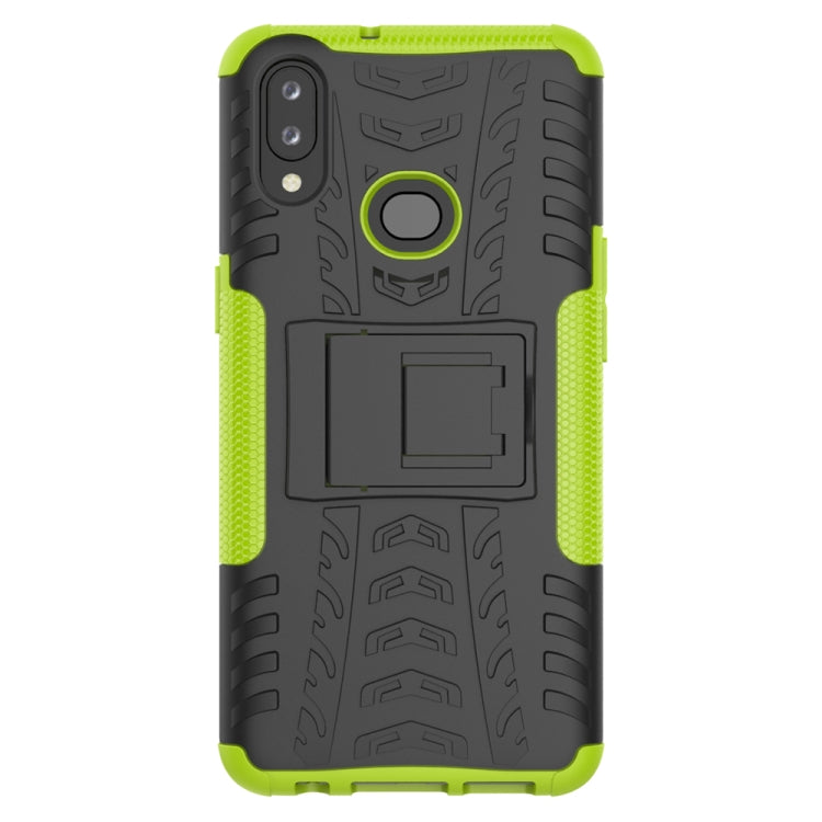 For Galaxy A10s Tire Texture Shockproof TPU+PC Protective Case with Holder