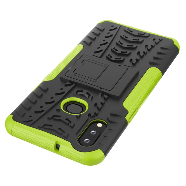 For Galaxy A10s Tire Texture Shockproof TPU+PC Protective Case with Holder