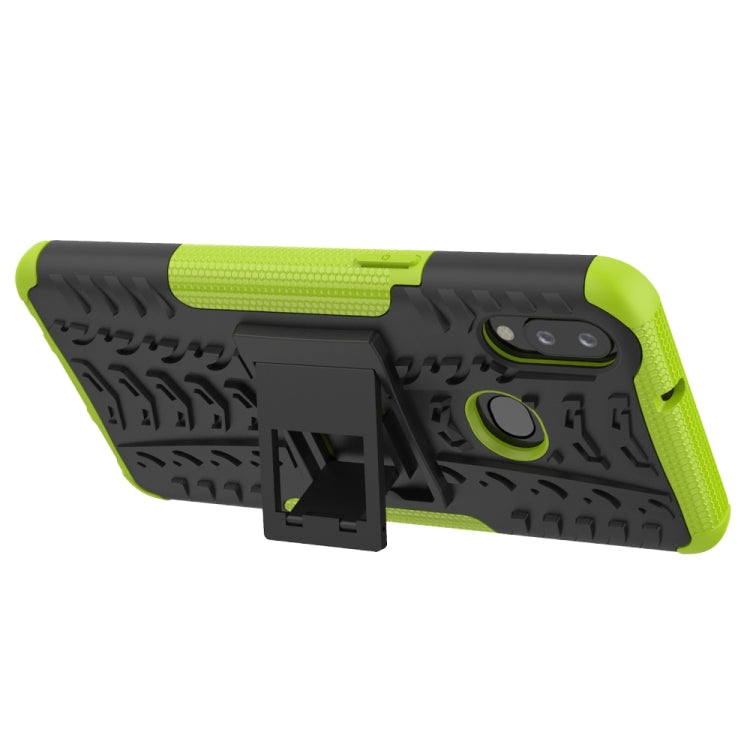 For Galaxy A10s Tire Texture Shockproof TPU+PC Protective Case with Holder
