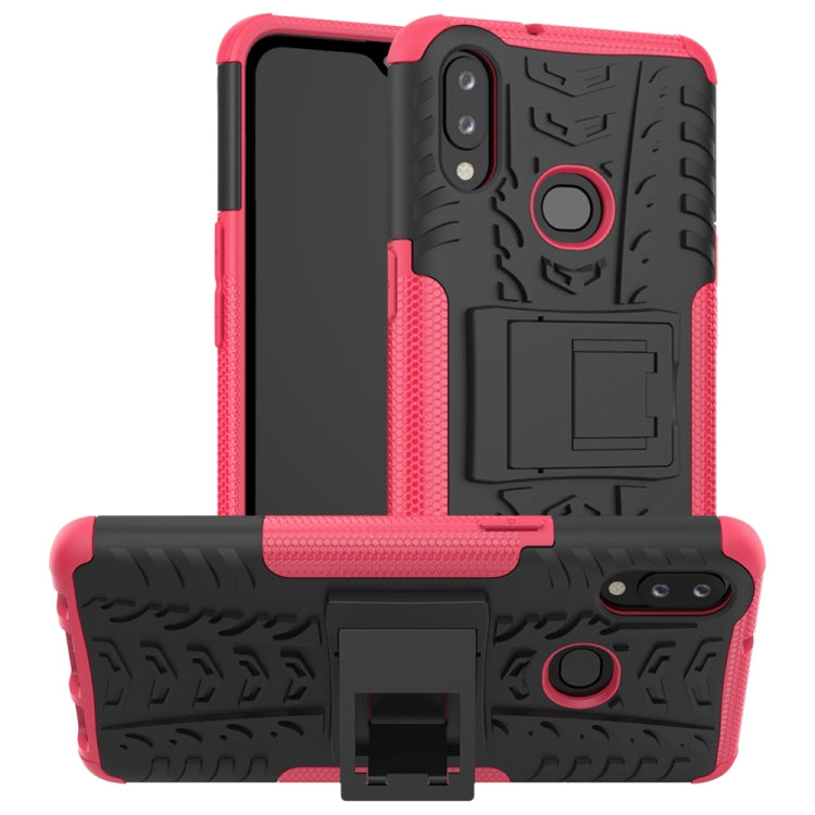 For Galaxy A10s Tire Texture Shockproof TPU+PC Protective Case with Holder