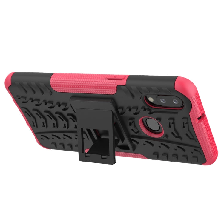 For Galaxy A10s Tire Texture Shockproof TPU+PC Protective Case with Holder