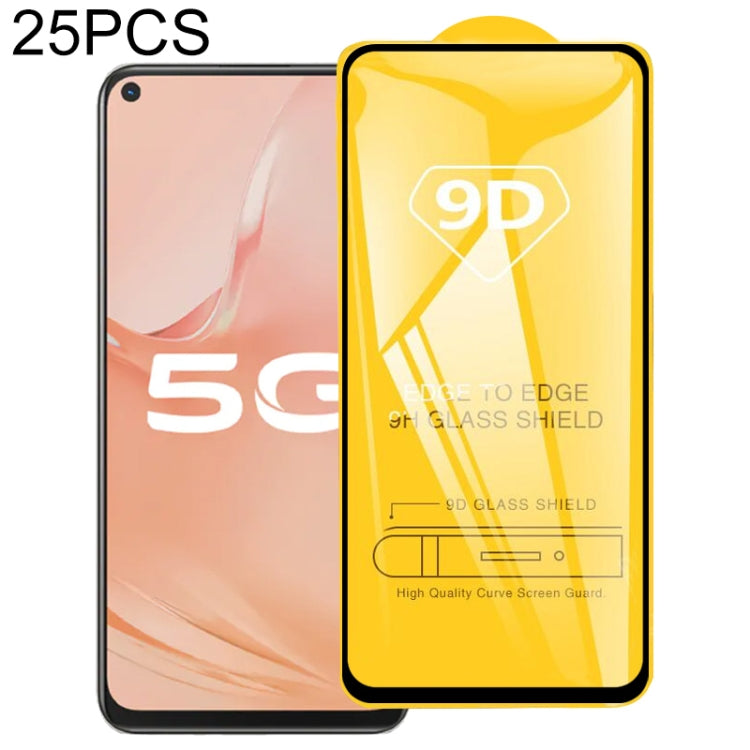 25 PCS 9D Full Glue Screen Tempered Glass Film For vivo Y51s