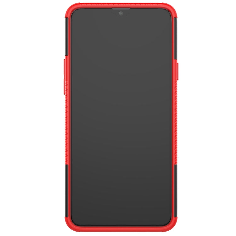 For Galaxy A20s Tire Texture Shockproof TPU+PC Protective Case with Holder