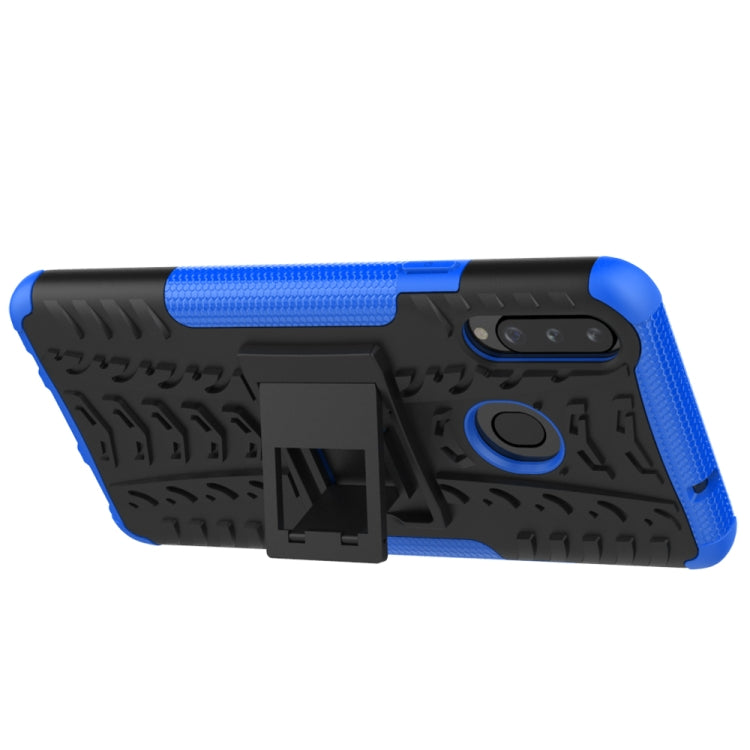 For Galaxy A20s Tire Texture Shockproof TPU+PC Protective Case with Holder
