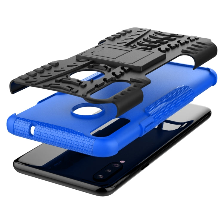 For Galaxy A20s Tire Texture Shockproof TPU+PC Protective Case with Holder