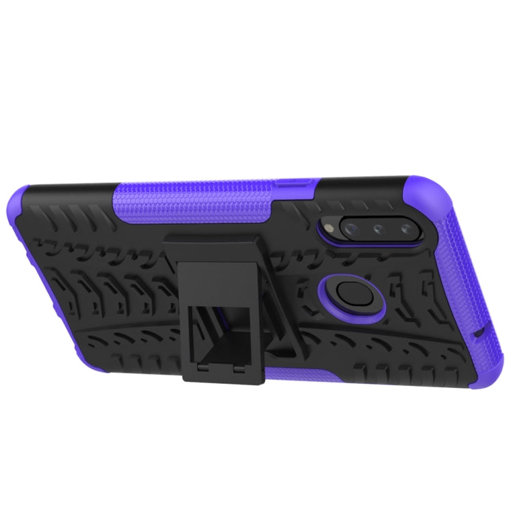 For Galaxy A20s Tire Texture Shockproof TPU+PC Protective Case with Holder