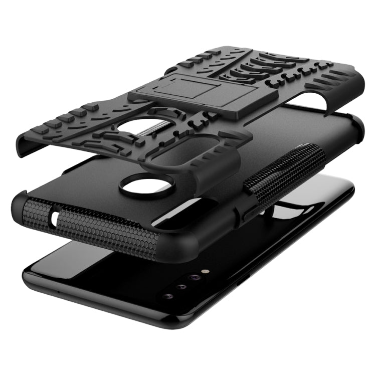 For Galaxy A20s Tire Texture Shockproof TPU+PC Protective Case with Holder