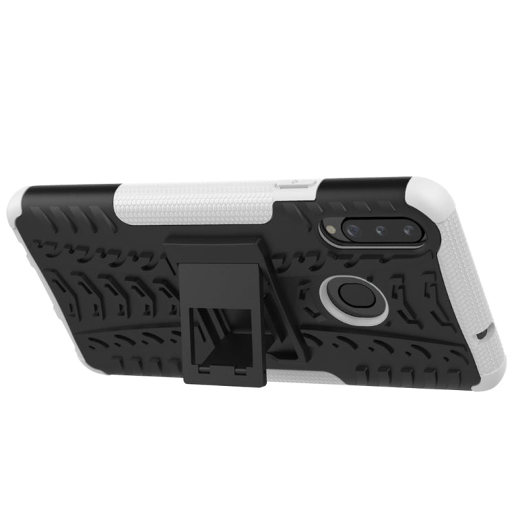 For Galaxy A20s Tire Texture Shockproof TPU+PC Protective Case with Holder