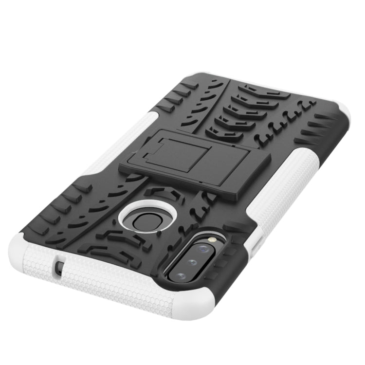 For Galaxy A20s Tire Texture Shockproof TPU+PC Protective Case with Holder