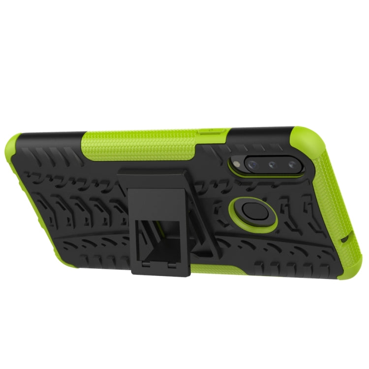 For Galaxy A20s Tire Texture Shockproof TPU+PC Protective Case with Holder
