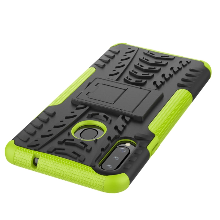 For Galaxy A20s Tire Texture Shockproof TPU+PC Protective Case with Holder
