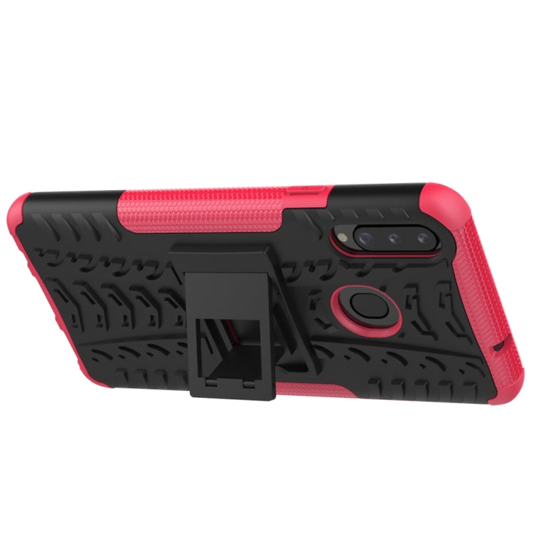 For Galaxy A20s Tire Texture Shockproof TPU+PC Protective Case with Holder