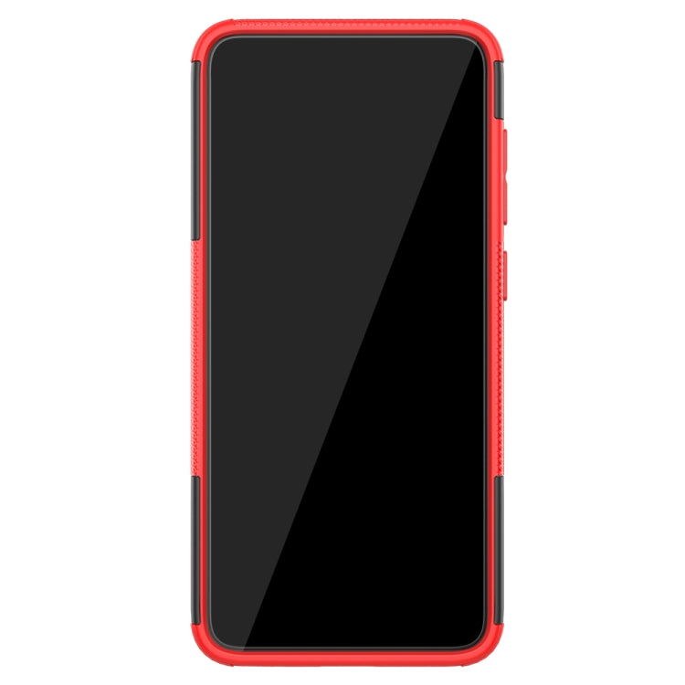 For Galaxy A70s Tire Texture Shockproof TPU+PC Protective Case with Holder