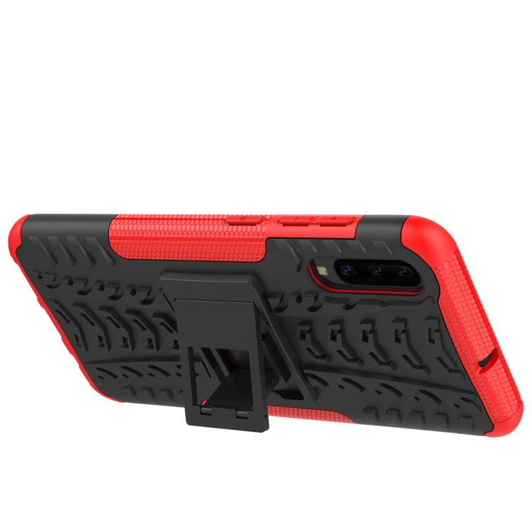 For Galaxy A70s Tire Texture Shockproof TPU+PC Protective Case with Holder