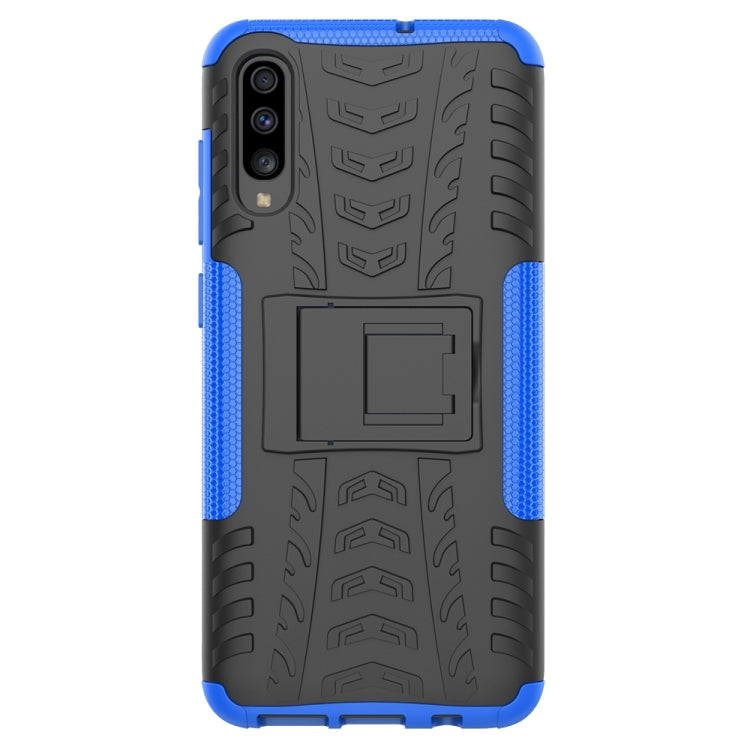 For Galaxy A70s Tire Texture Shockproof TPU+PC Protective Case with Holder