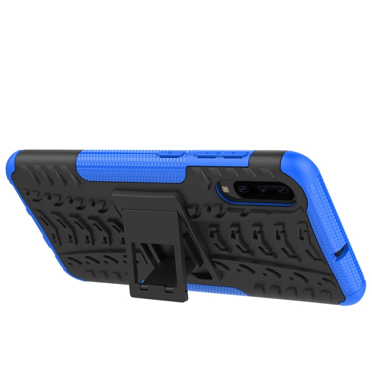 For Galaxy A70s Tire Texture Shockproof TPU+PC Protective Case with Holder