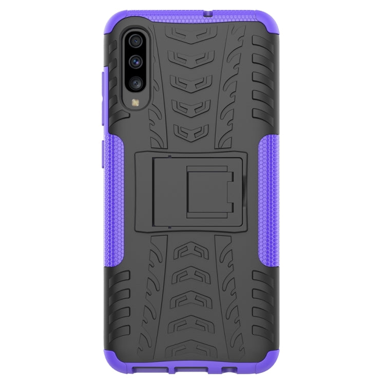 For Galaxy A70s Tire Texture Shockproof TPU+PC Protective Case with Holder