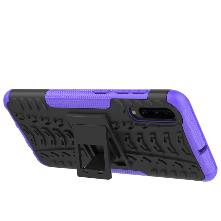 For Galaxy A70s Tire Texture Shockproof TPU+PC Protective Case with Holder