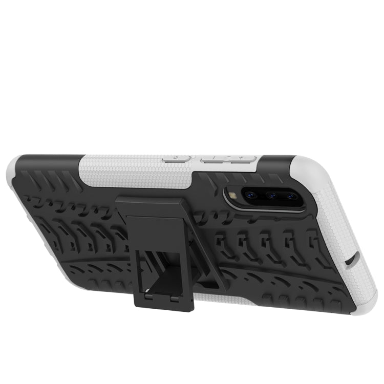 For Galaxy A70s Tire Texture Shockproof TPU+PC Protective Case with Holder