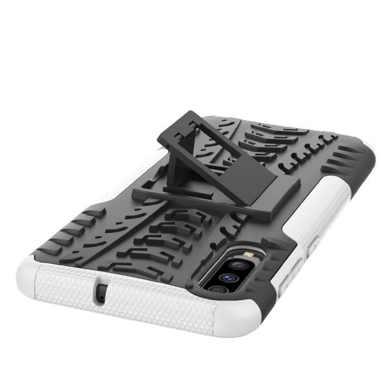 For Galaxy A70s Tire Texture Shockproof TPU+PC Protective Case with Holder