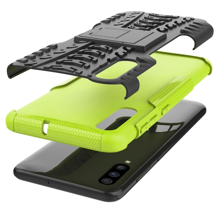 For Galaxy A70s Tire Texture Shockproof TPU+PC Protective Case with Holder
