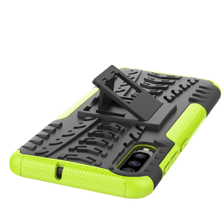 For Galaxy A70s Tire Texture Shockproof TPU+PC Protective Case with Holder