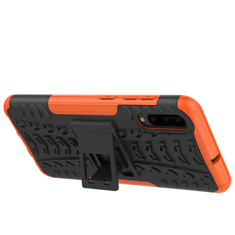 For Galaxy A70s Tire Texture Shockproof TPU+PC Protective Case with Holder