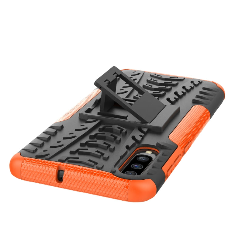 For Galaxy A70s Tire Texture Shockproof TPU+PC Protective Case with Holder