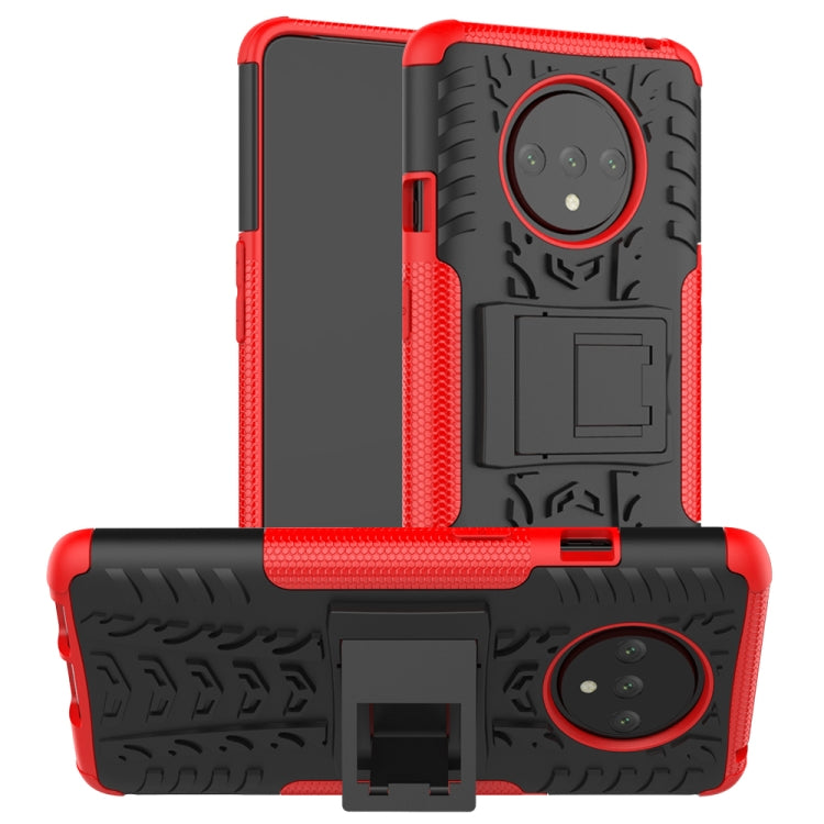 For OnePlus 7T Tire Texture Shockproof TPU+PC Protective Case with Holder