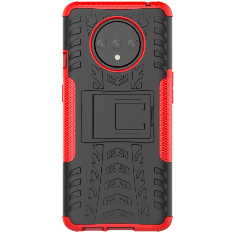 For OnePlus 7T Tire Texture Shockproof TPU+PC Protective Case with Holder