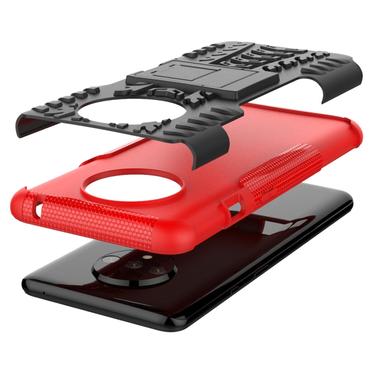For OnePlus 7T Tire Texture Shockproof TPU+PC Protective Case with Holder