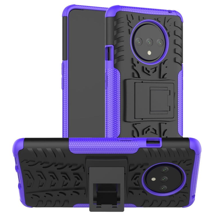 For OnePlus 7T Tire Texture Shockproof TPU+PC Protective Case with Holder