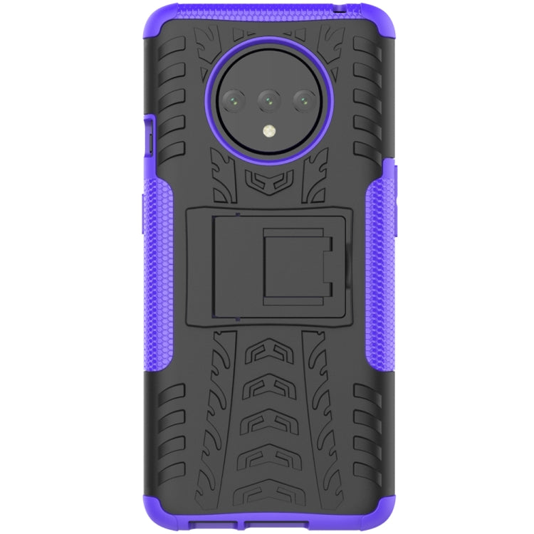 For OnePlus 7T Tire Texture Shockproof TPU+PC Protective Case with Holder