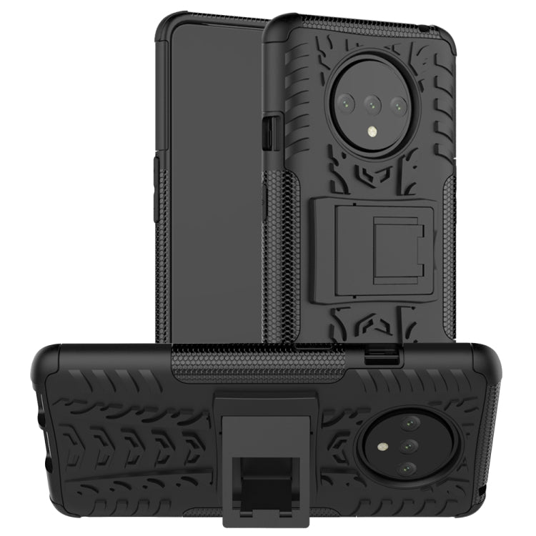 For OnePlus 7T Tire Texture Shockproof TPU+PC Protective Case with Holder