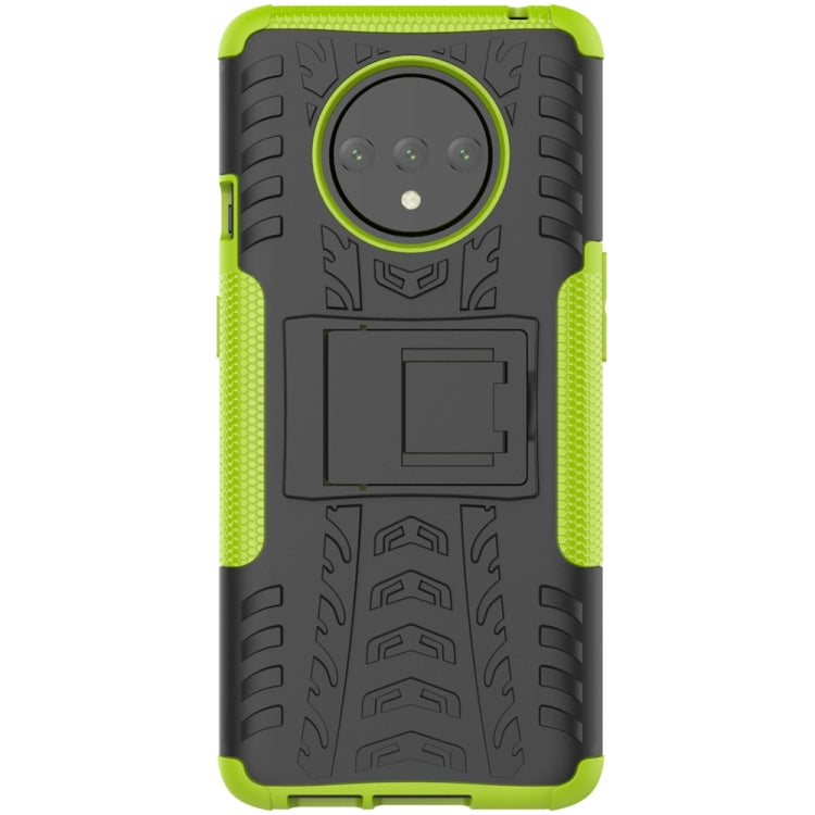 For OnePlus 7T Tire Texture Shockproof TPU+PC Protective Case with Holder