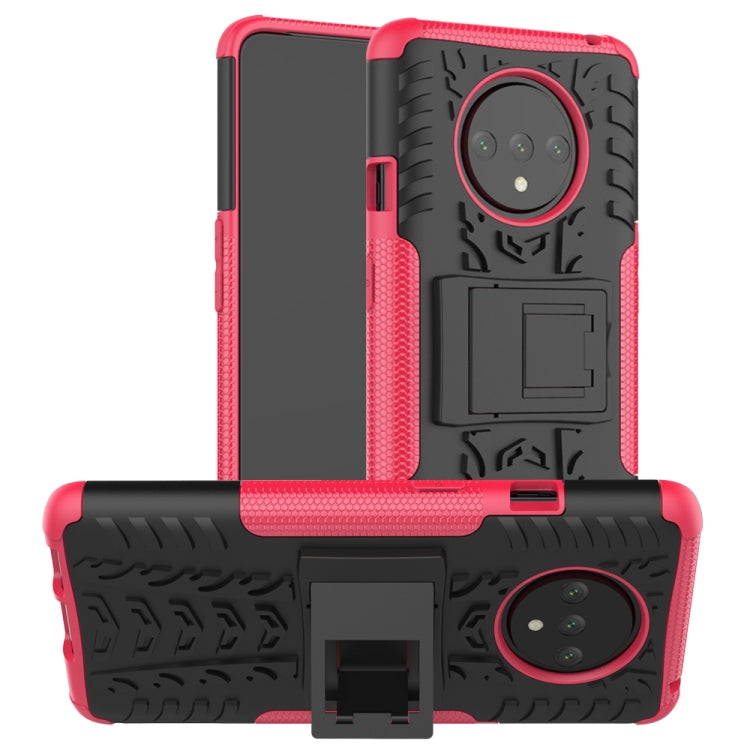 For OnePlus 7T Tire Texture Shockproof TPU+PC Protective Case with Holder