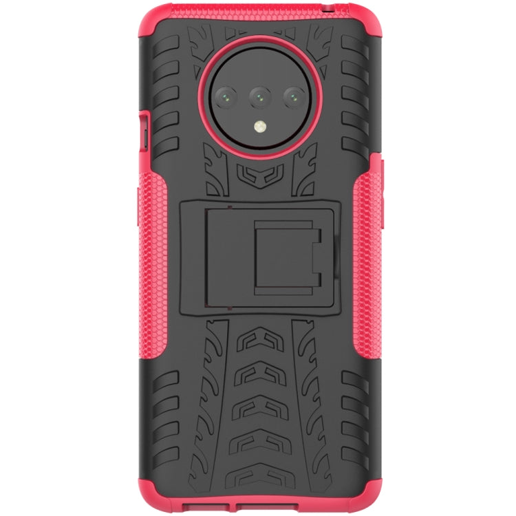 For OnePlus 7T Tire Texture Shockproof TPU+PC Protective Case with Holder