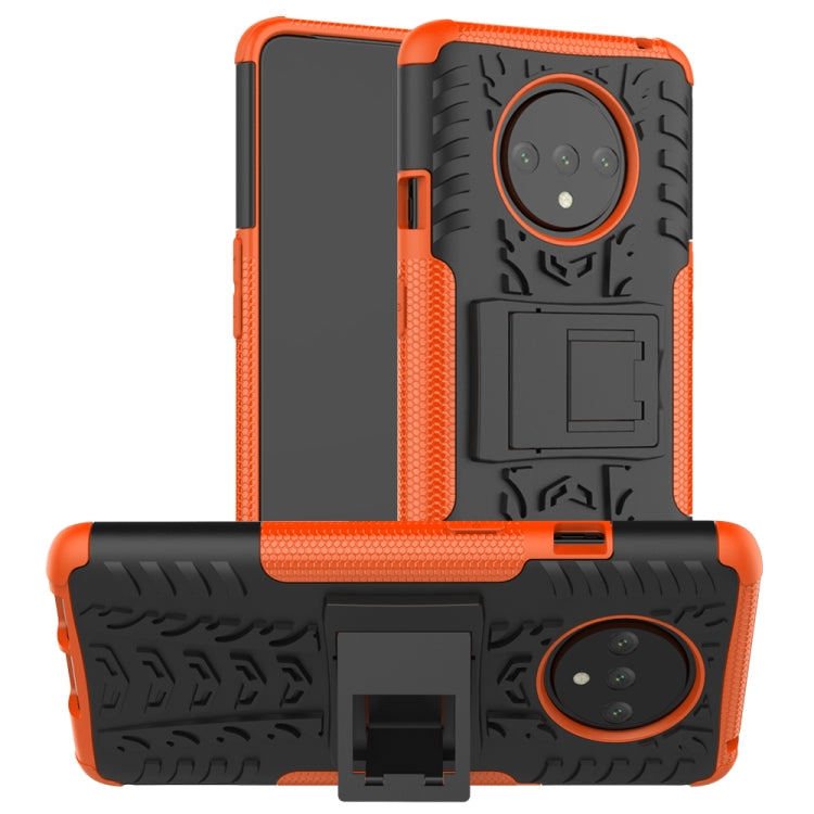 For OnePlus 7T Tire Texture Shockproof TPU+PC Protective Case with Holder