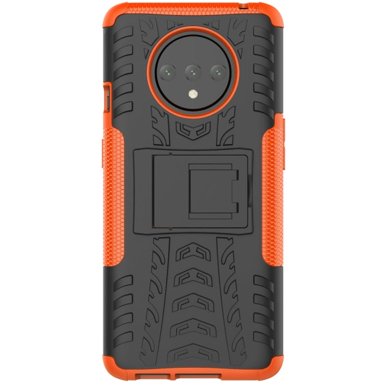 For OnePlus 7T Tire Texture Shockproof TPU+PC Protective Case with Holder
