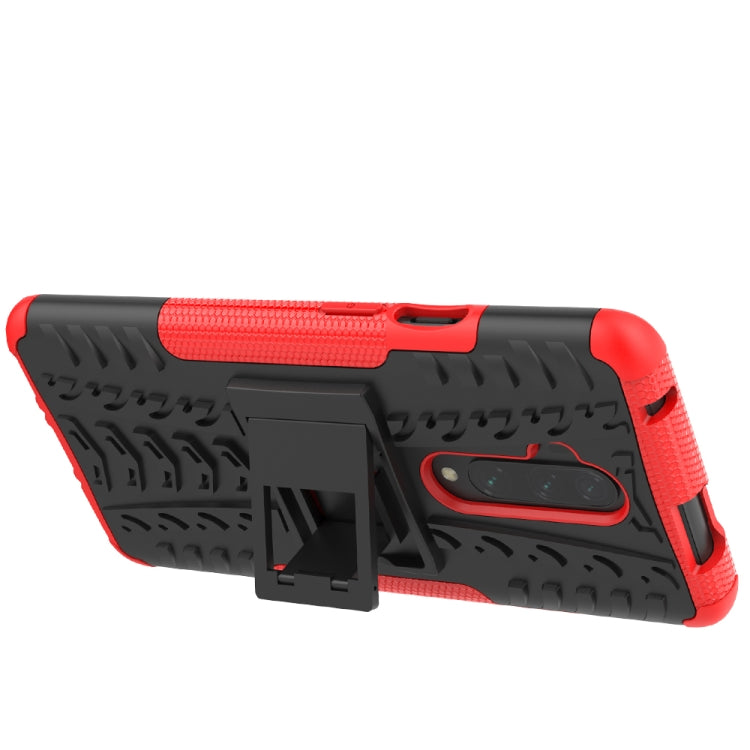 For OnePlus 7T Pro Tire Texture Shockproof TPU+PC Protective Case with Holder