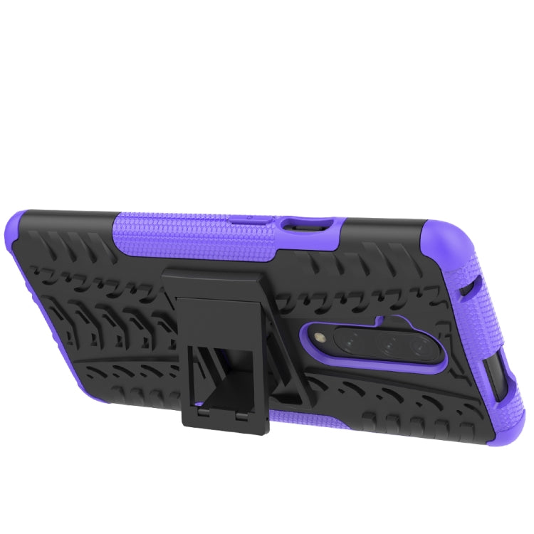 For OnePlus 7T Pro Tire Texture Shockproof TPU+PC Protective Case with Holder