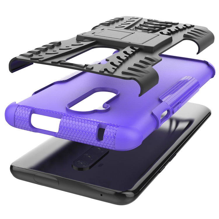 For OnePlus 7T Pro Tire Texture Shockproof TPU+PC Protective Case with Holder
